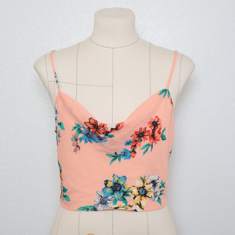 Floral Crop Top Loose Fit Peach Color